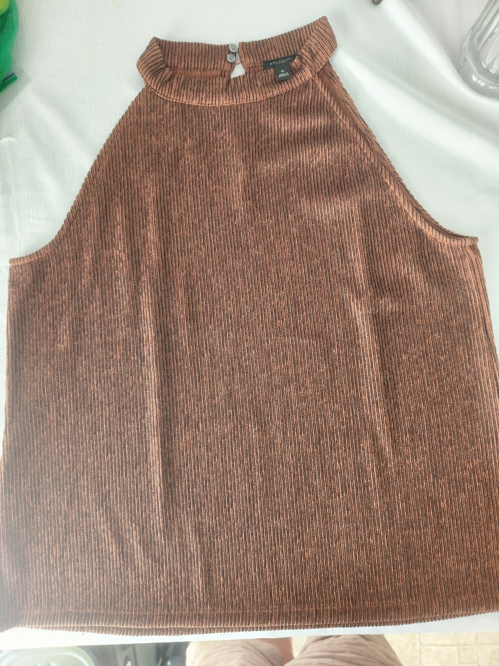 Ann Taylor Factory Copper Ribbed Halter Tank